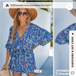 Cupshe Vibrant Blue and Pink Swim Coverup